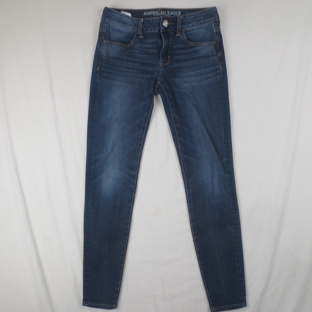 American Eagle Jeans Womens 2 Reg (27x28) Blue Stretch Jegging Dark Wash Denim